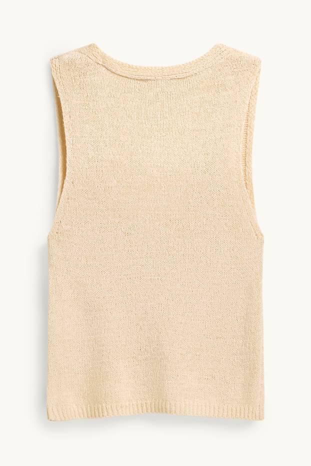 Damen - Strickweste - Feinripp - beige