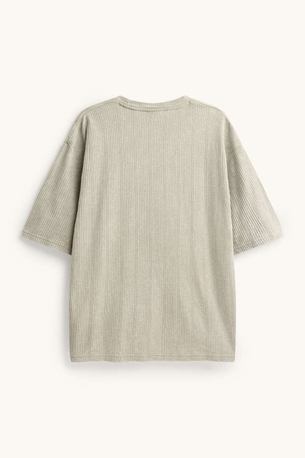 Hommes - T-shirt - Oversize - finition côtelée - vert clair