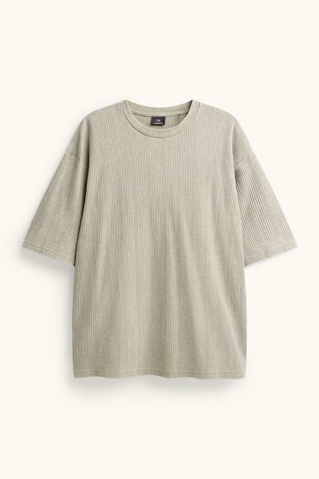 Hommes - T-shirt - Oversize - finition côtelée - vert clair