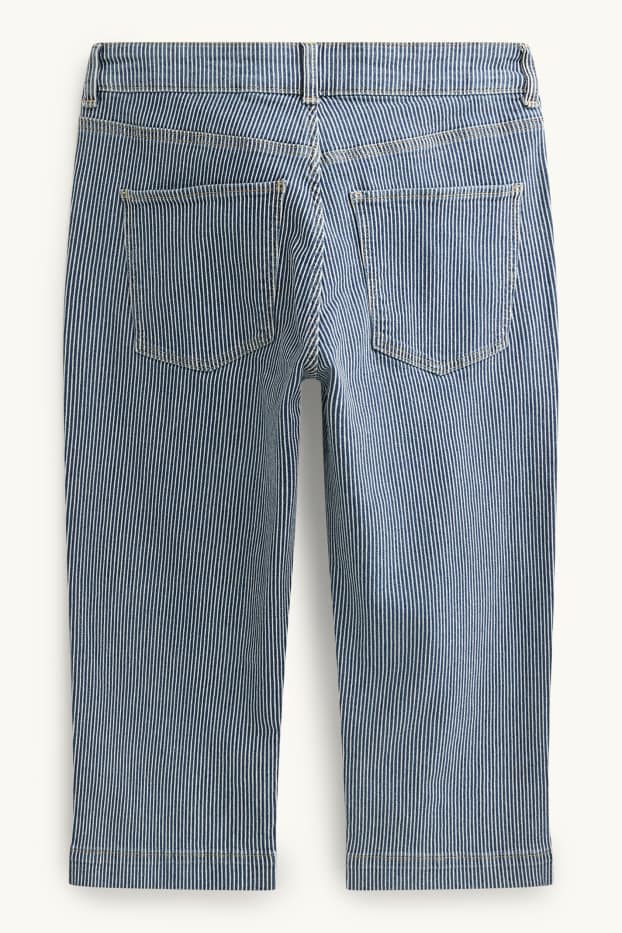 Damen - Capri Jeans - Mid Waist - Slim Fit - gestreift - blau / weiß