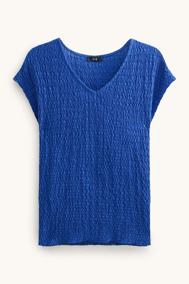Donna - T-shirt con scollo a V - regular fit - blu