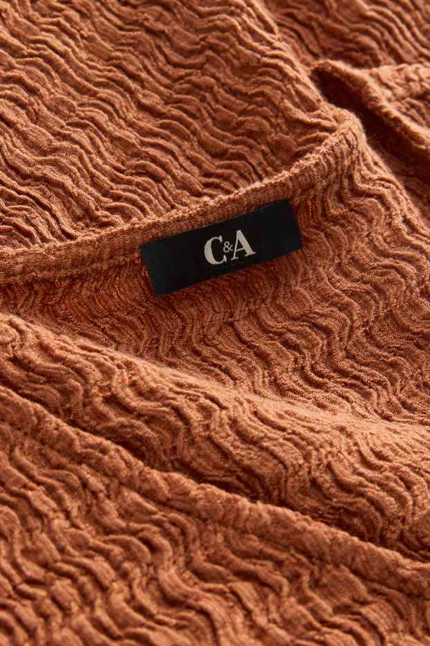 Donna - T-shirt con scollo a V - regular fit - marrone