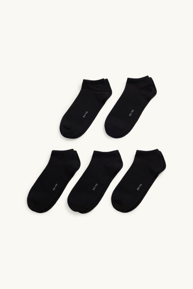 Dames - Set van 5 paar - sneakersokken - zwart
