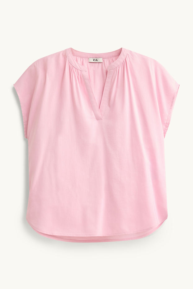 Mujer - Blusa con escote en pico - rosa