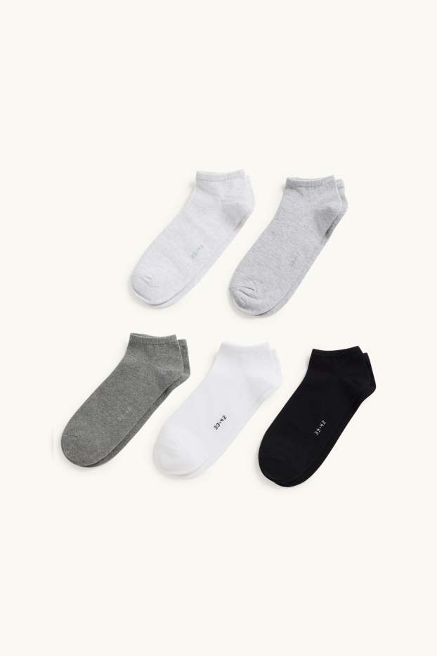 Dames - Set van 5 paar - sneakersokken - grijs