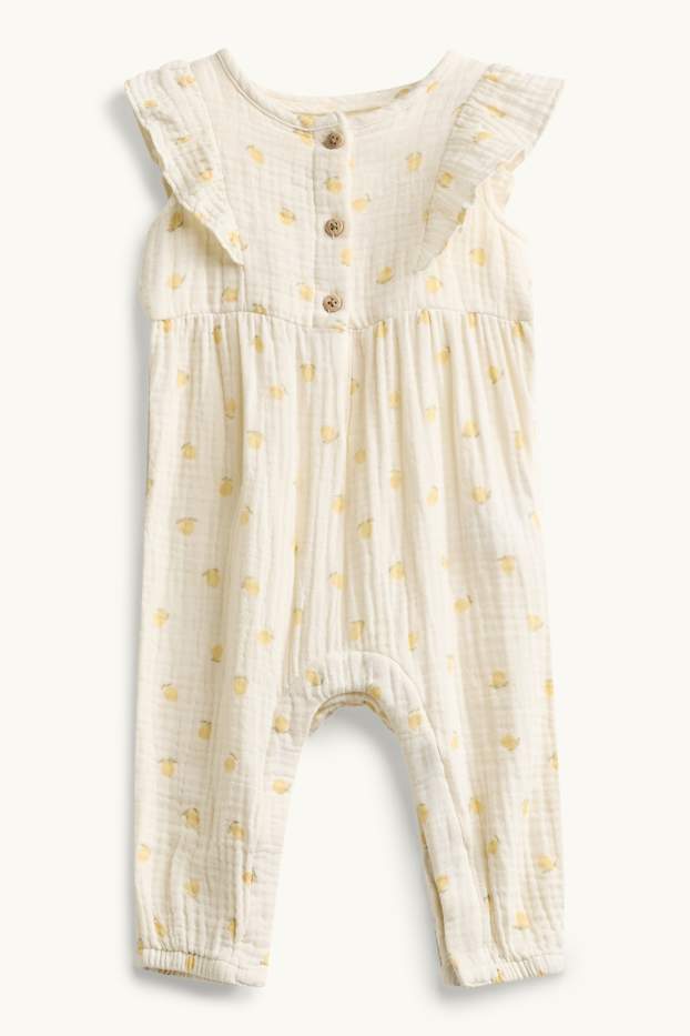 Bébés filles - Citrons - combinaison bébé - texturée - blanc crème