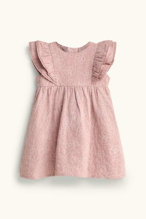 Bébés filles - Petites fleurs - robe bébé - rose