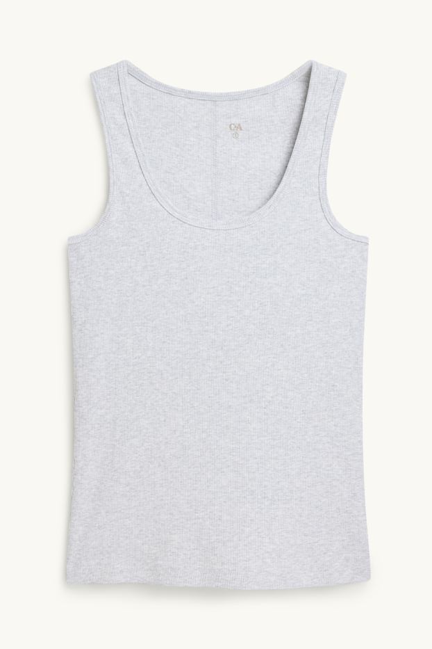 Donna - Top - a coste - grigio