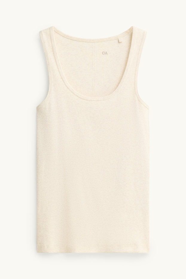 Donna - Top - a coste - crema