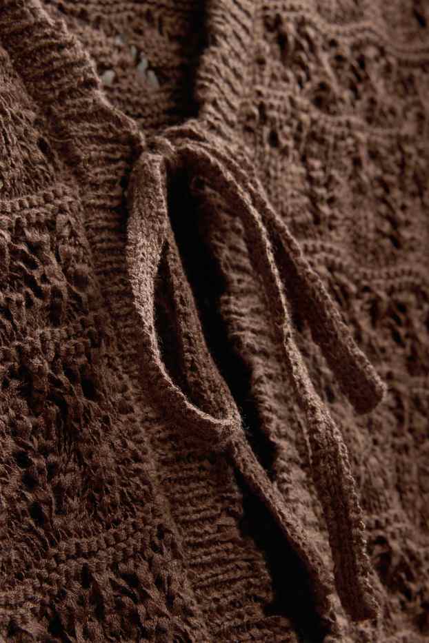 Dames - Gebreid vest - bruin