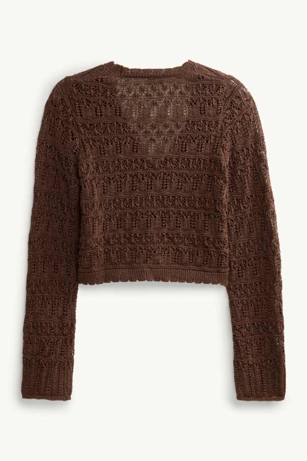 Dames - Gebreid vest - bruin