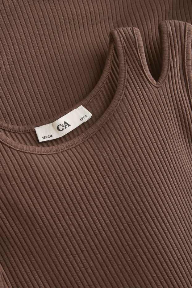 Kinderen: meisjes - Jurk - geribd - bruin