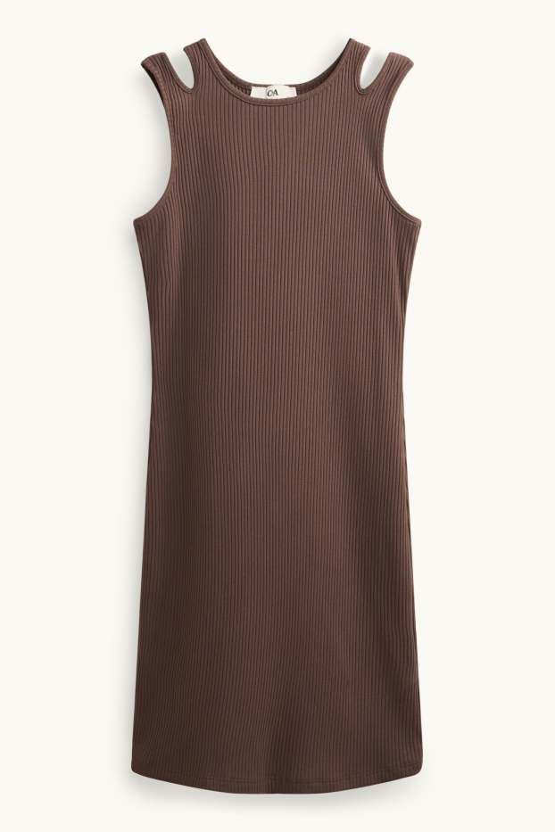 Kinderen: meisjes - Jurk - geribd - bruin