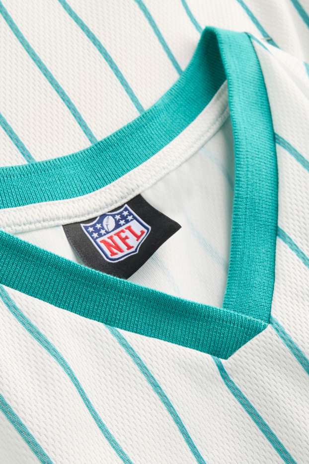 Enfants filles - Miami Dolphins - T-shirt - à rayures - blanc / turquoise