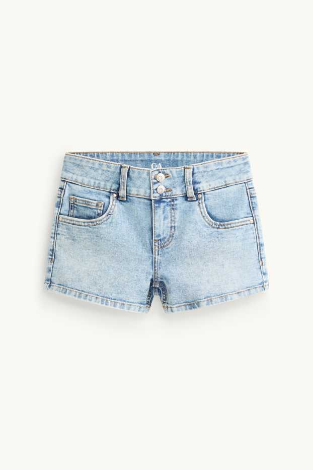 Children Girls - Denim shorts - light blue