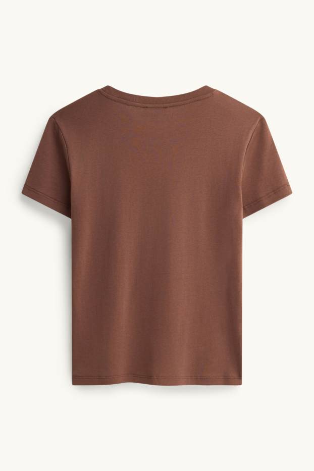 Dames - T-shirt - relaxed fit - bruin
