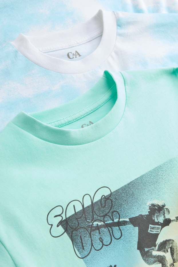 Enfants garçons - Lot de 2 - Skate - T-shirt - turquoise