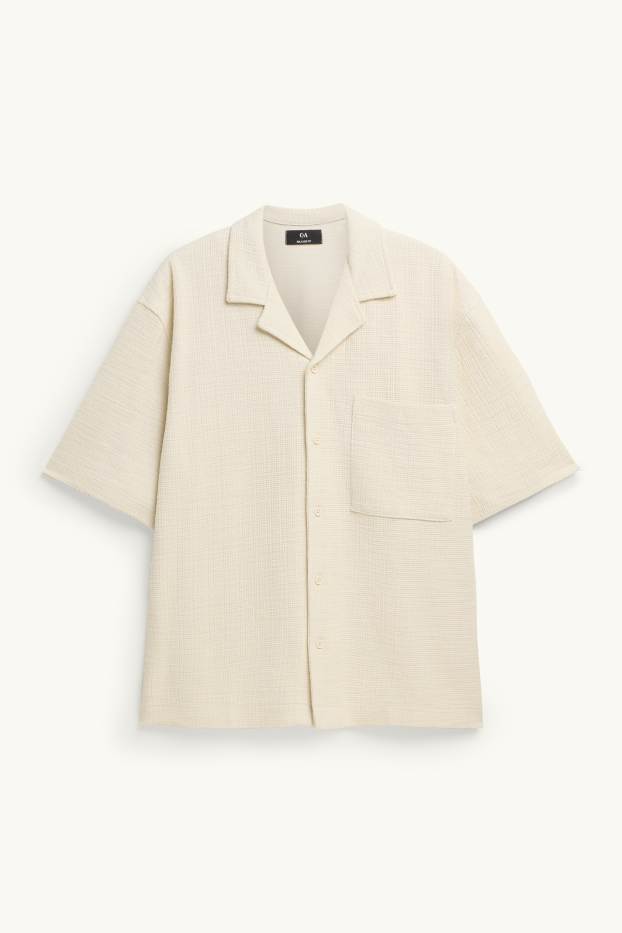 Hombre - Camisa - relaxed fit - cuello solapa - con textura - crema