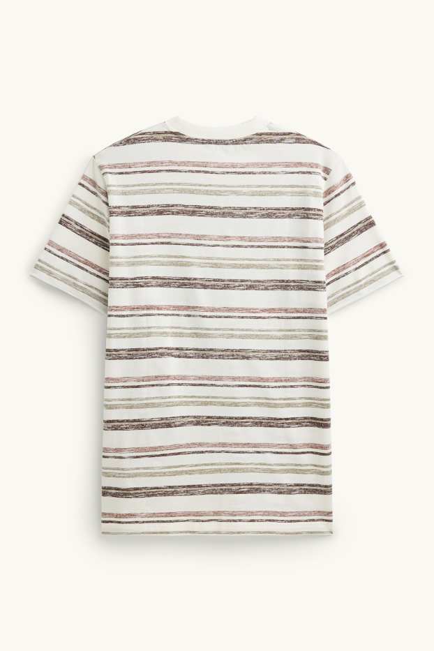 Hommes - T-shirt - regular fit - à rayures - beige / marron