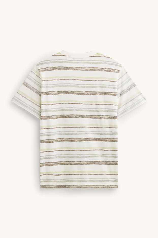 Hommes - T-shirt - regular fit - à rayures - beige / vert