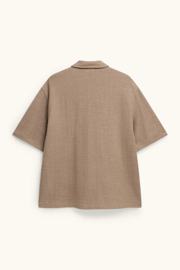 Hombre - Camisa - relaxed fit - cuello solapa - con textura - marrón claro