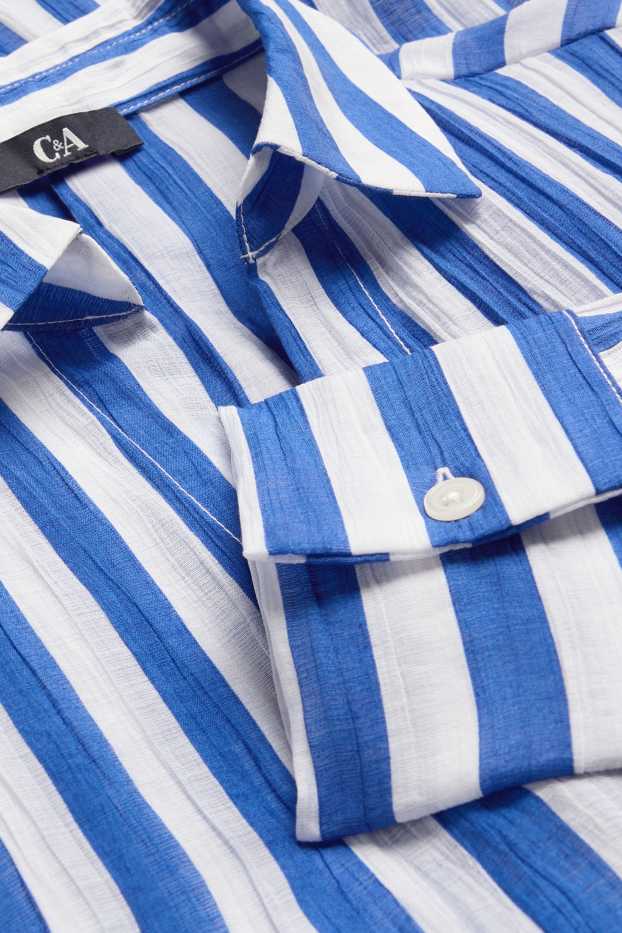 Kobiety - Bluzka z dekoltem w serek - w paski - z fakturą - niebieski / biały