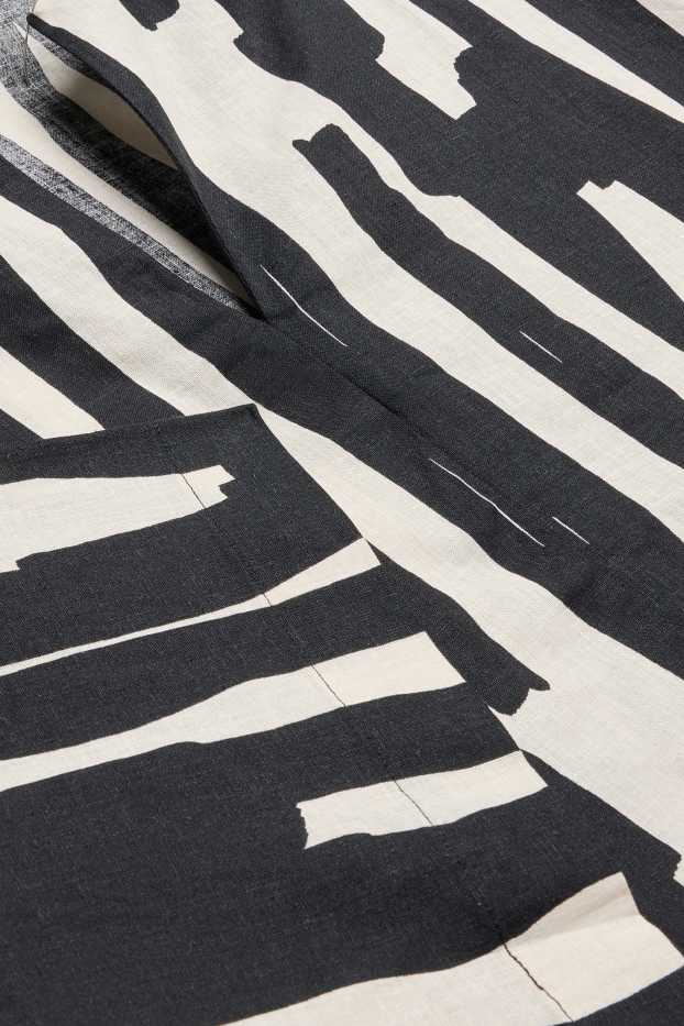 Donna - Blusa - misto lino - fantasia - nero / beige