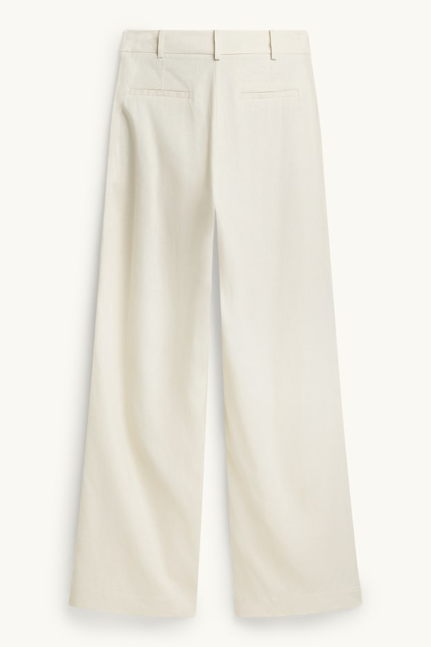Dona - Pantalons formals - high waist - wide leg - mescla de lli - blanc trencat