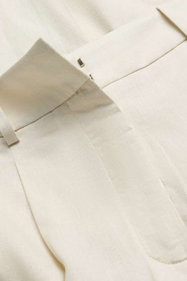 Dona - Pantalons formals - high waist - wide leg - mescla de lli - blanc trencat