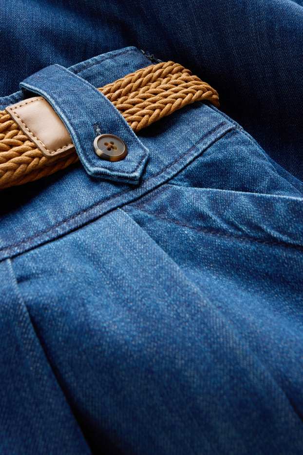 Femmes - Jupe en jean avec ceinture - bleu foncé