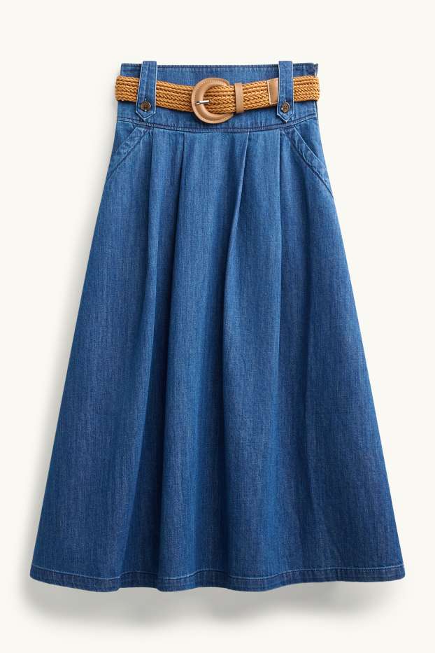 Femmes - Jupe en jean avec ceinture - bleu foncé