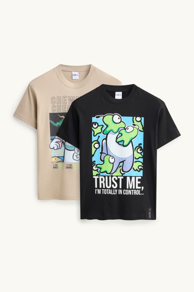 Children Boys - Multipack of 2 - Among Us - short sleeve T-shirt - black / beige