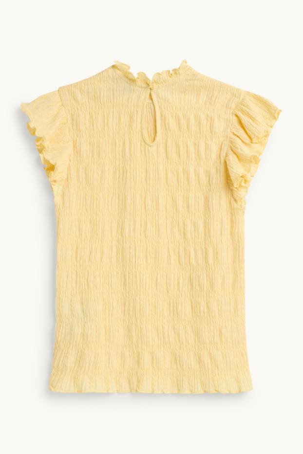 Mujer - Camiseta - regular fit - fruncida - amarillo