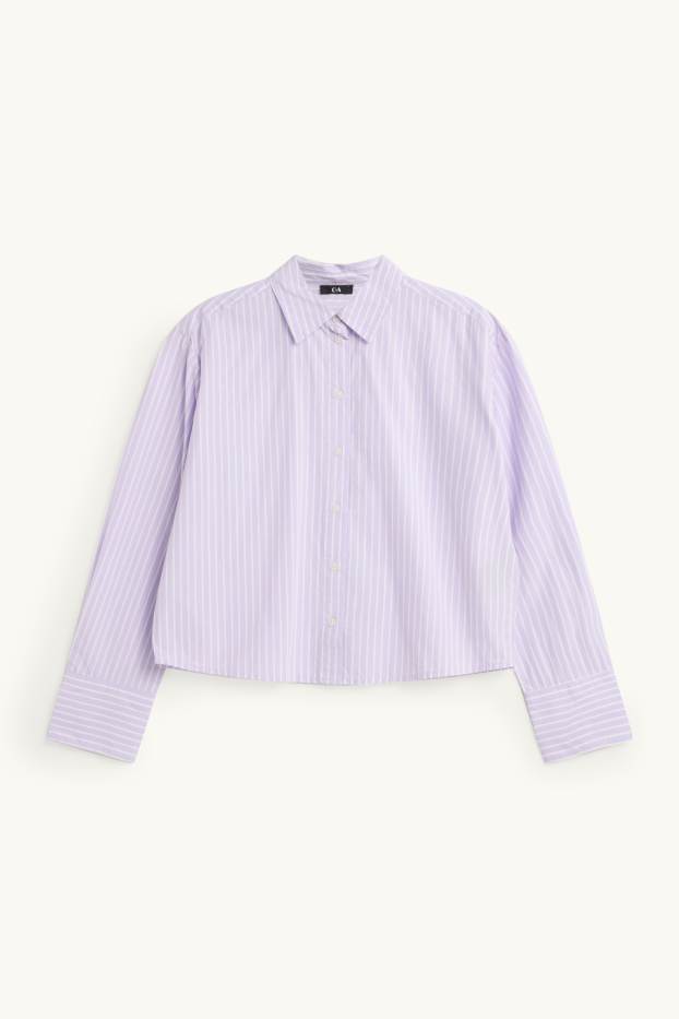 Damen - Bluse - gestreift - flieder