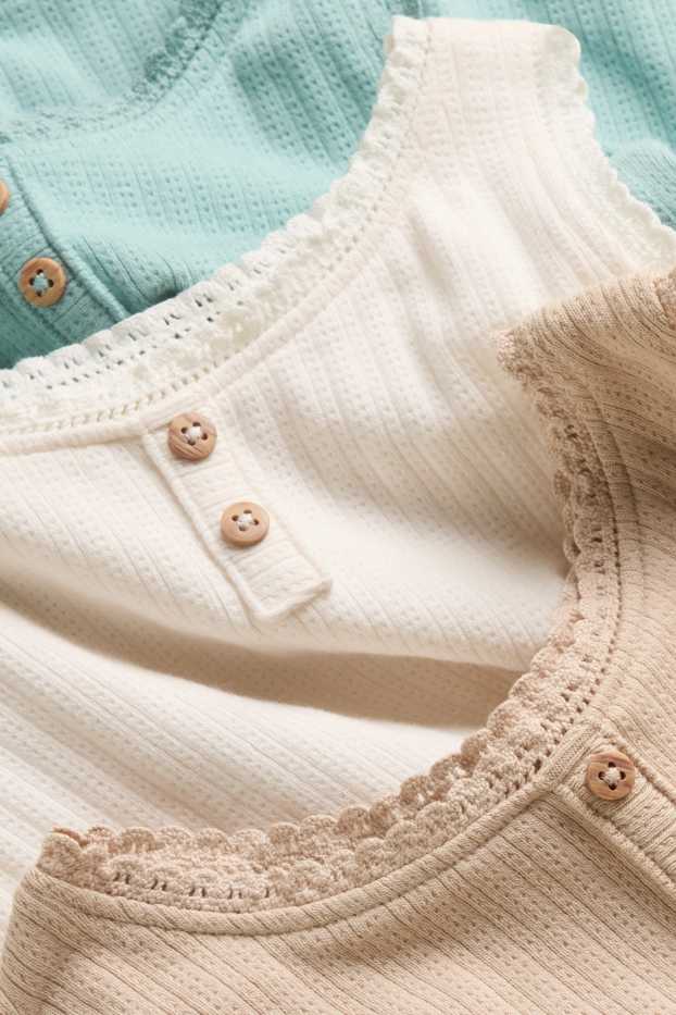 Baby Mädchen - Multipack 3er - Baby-Pointelle-Top - blau / beige