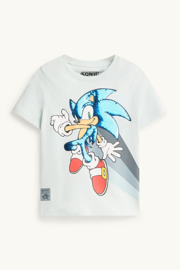 Bambini - Sonic - t-shirt - effetto brillante - azzurro