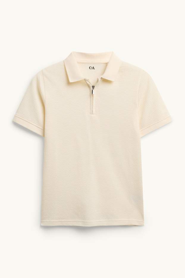 Enfants garçons - Polo - finition texturée - crème