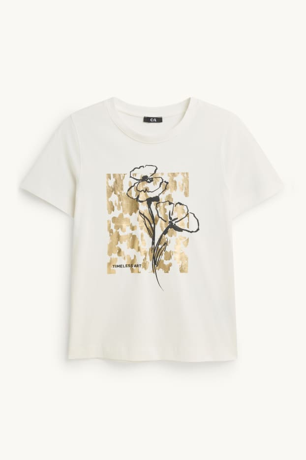 Dames - T-shirt - regular fit - glanseffect - wit