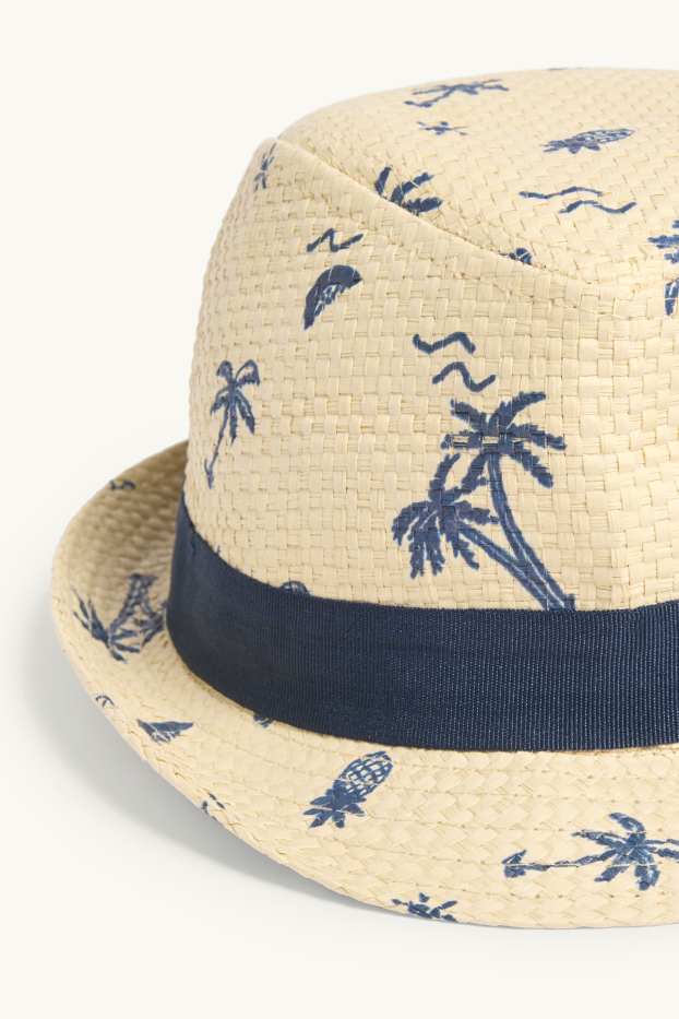 Bébés garçons - Palmiers et ananas - chapeau de paille - beige