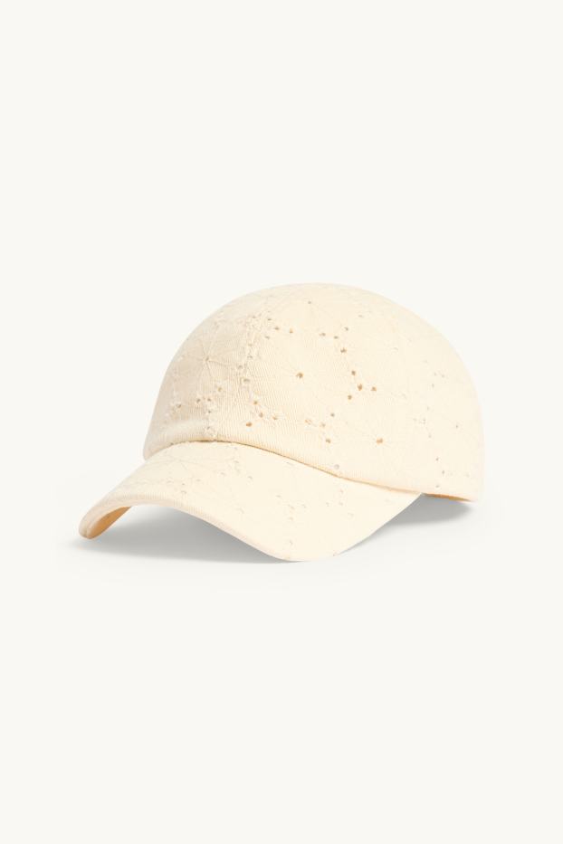 Femmes - Casquette - broderie anglaise - blanc