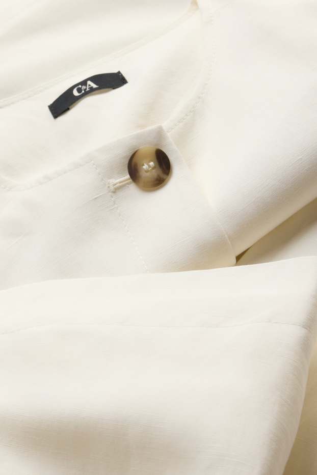 Mujer - Americana crop con parte de lino - slim fit - blanco