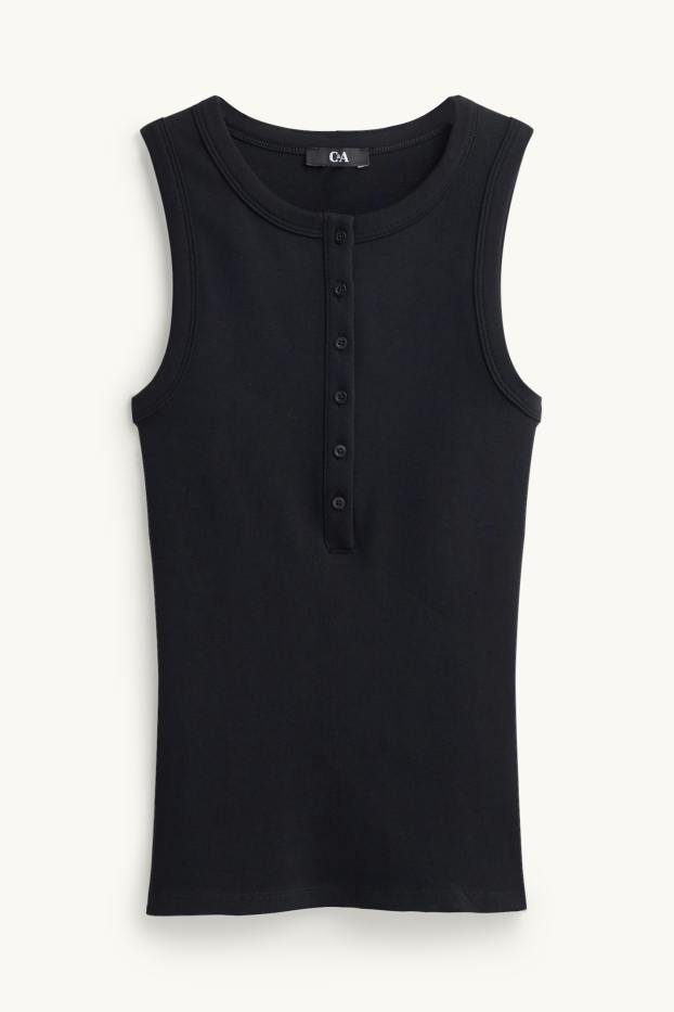 Damen - Top - gerippt - schwarz