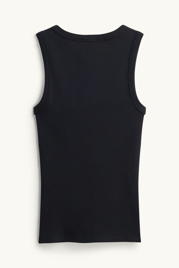 Damen - Top - gerippt - schwarz