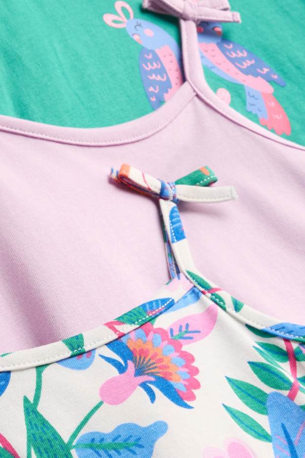 Kinderen: meisjes - Set van 3 - vogeltje en vlinder - jurk - gekleurd