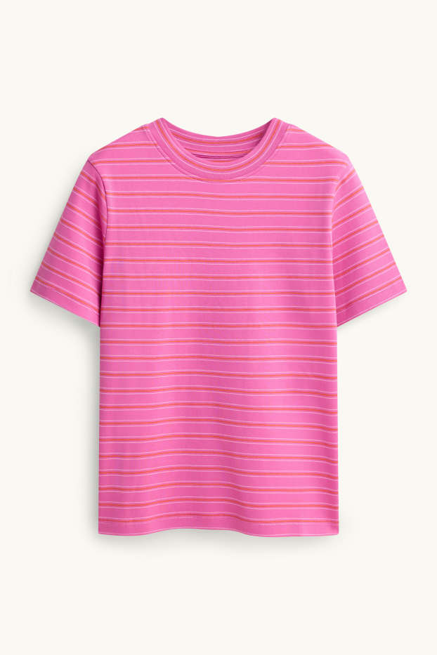 Damen - T-Shirt - Regular Fit - gestreift - pink