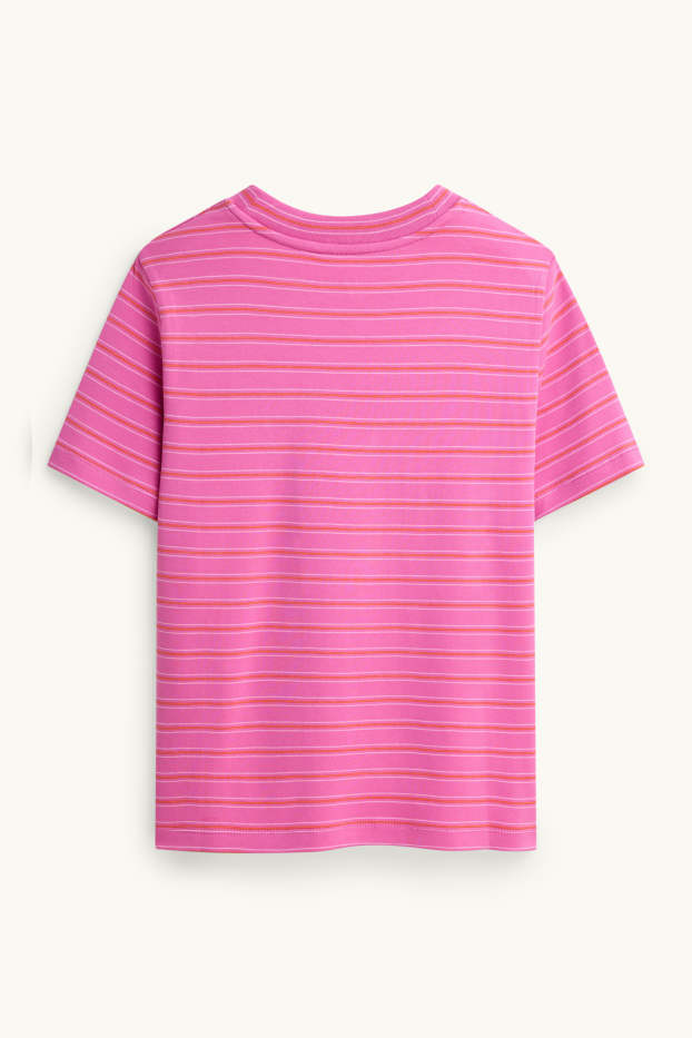 Damen - T-Shirt - Regular Fit - gestreift - pink