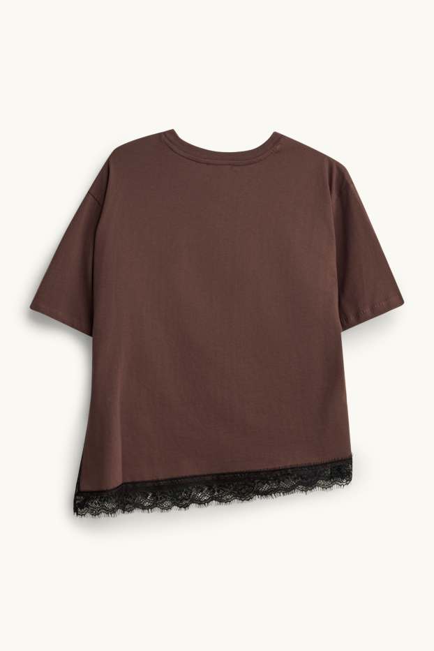 Kobiety - T-shirt - slim fit - brązowy