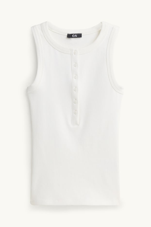 Damen - Top - gerippt - weiss