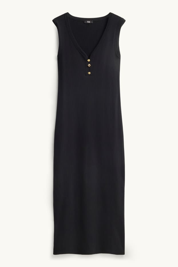 Dona - Vestit bodycon - acanalat - negre