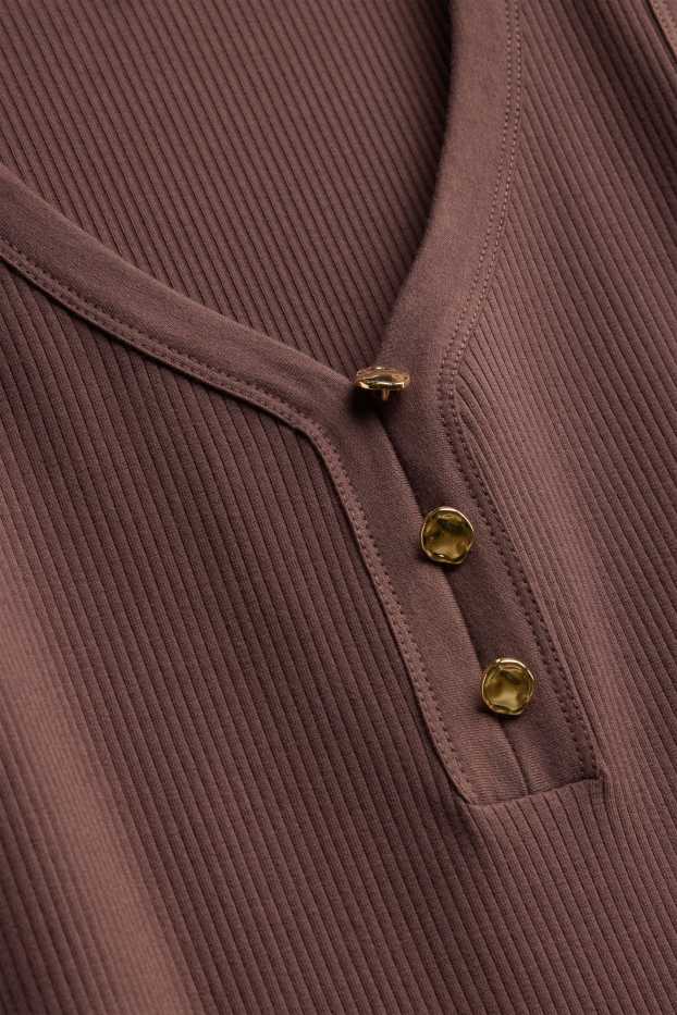 Dona - Vestit bodycon - acanalat - marró